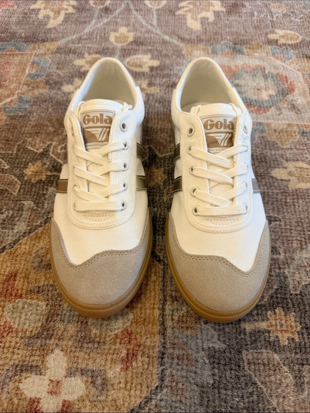 Gola Women's White and Tan Canvas Trainer